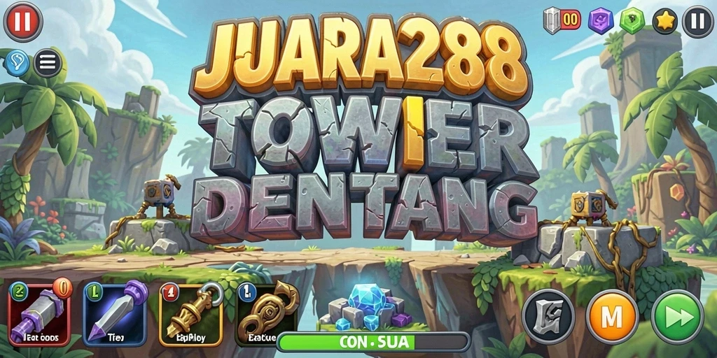 Tangkapan layar menunjukkan aksi seru dalam gameplay Tower Defense JUARA288.