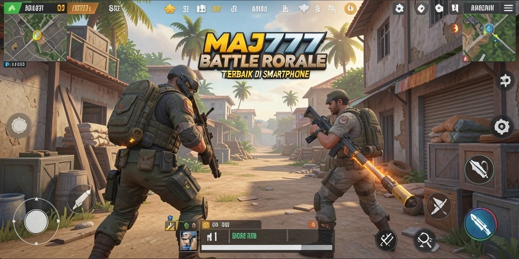 Tangkapan layar gameplay mendebarkan dalam MAJ777 Battle Royale.