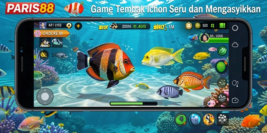 Screenshot menunjukkan aksi seru saat menembak ikan di PARIS88.