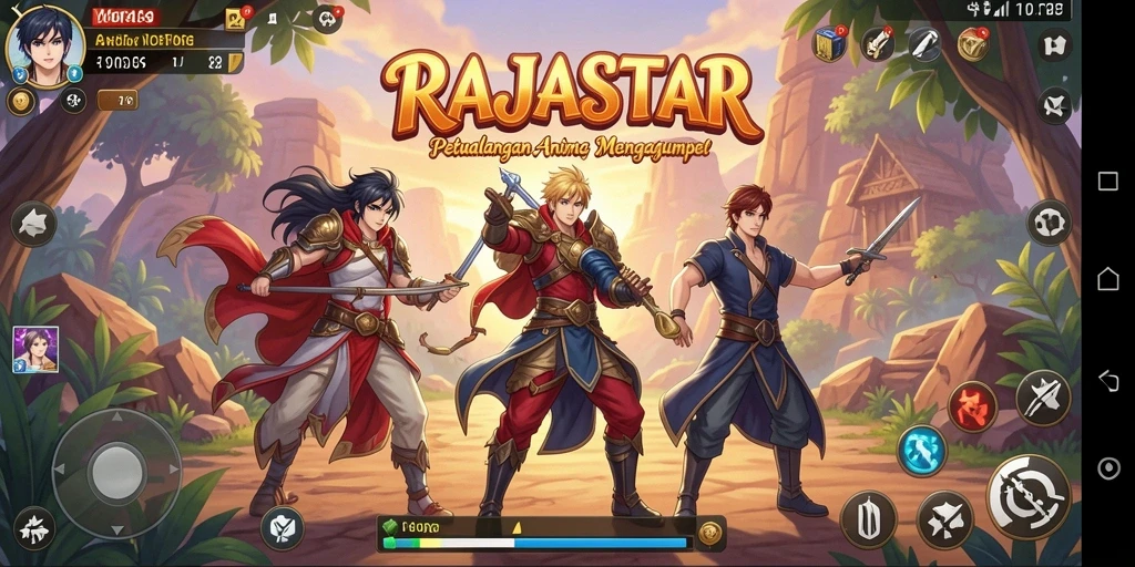 Tampilan gameplay RAJASTAR yang penuh aksi dan warna.