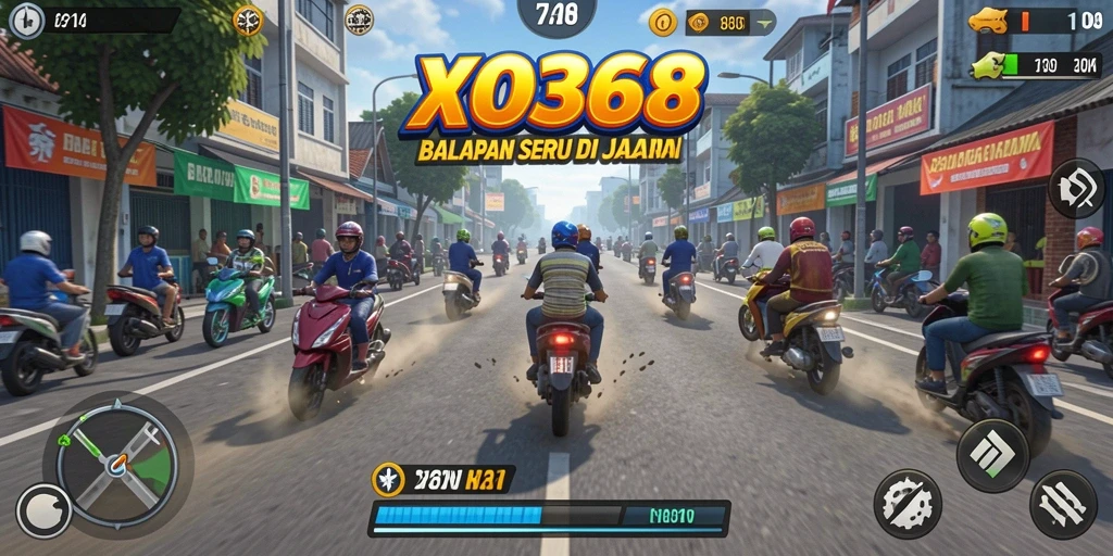 Gameplay Racing XO368 yang mendebarkan dengan desain trek menantang.